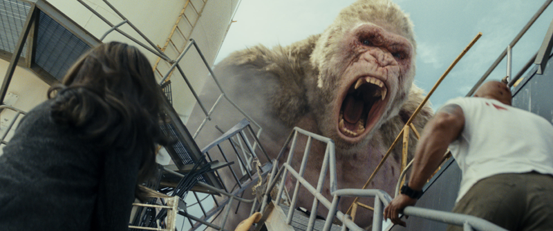 Illustration for article titled The Rock cracks wise as monsters run amok in the lunatic arcade adaptation Rampage